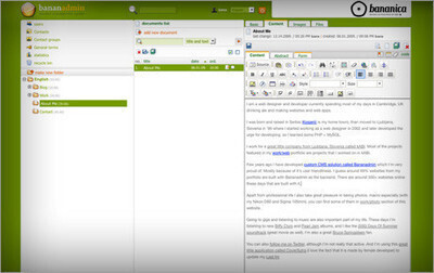 Bananadmin CMS document editing